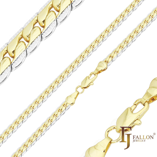 Flat compact curb Chains plated in 14K Gold two tone