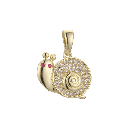 14K Gold snail pendant