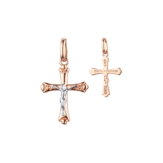 🔥 Maltese Eastern Orthodox Russian pendant in Rose Gold two tone, 14K Gold plating colors