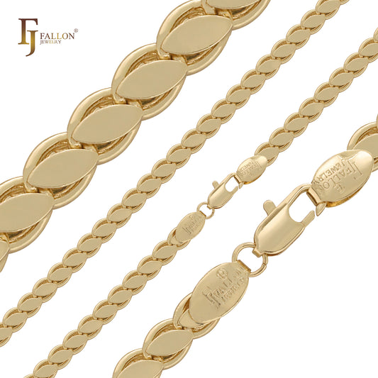 Fancy Leaves link 14K Gold, Rose Gold chains