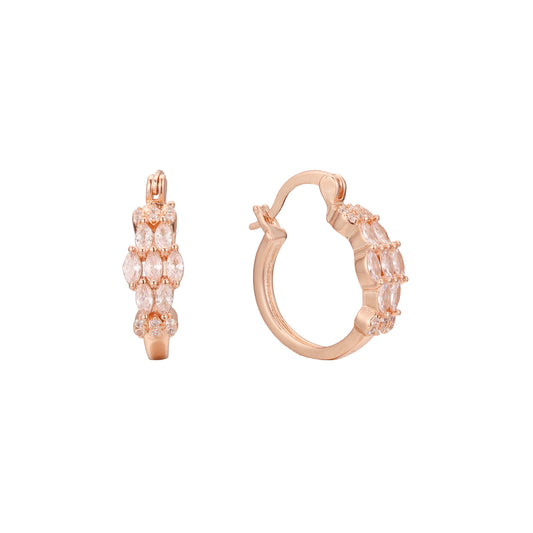Brincos de argola em ouro 14K, cores banhadas a ouro rosa