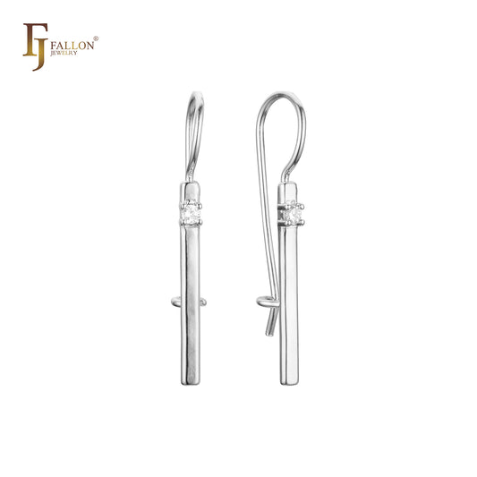 Wire hook earrings in Rose Gold, two tone plating colors