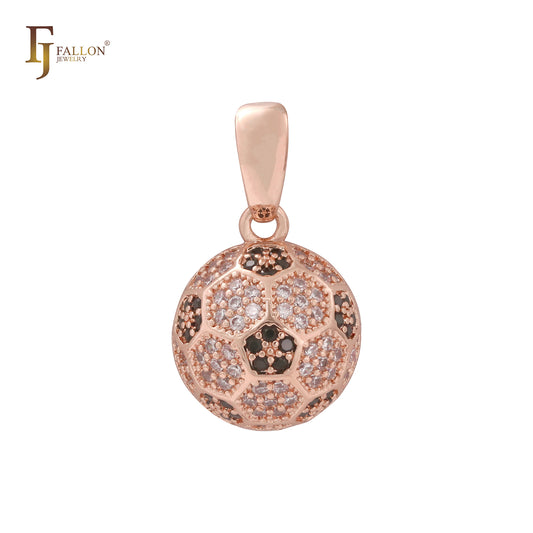 Cluster Football alternative black and white CZs 14K Gold, Rose Gold Pendant