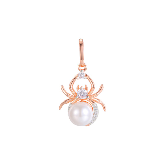 Spider animal pearl pendant in Rose Gold two tone, 14K Gold plating colors