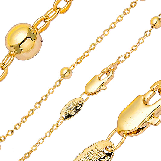 Beads rolo link 14K Gold, Rose Gold, White Gold chains
