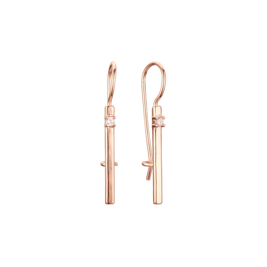 Wire hook earrings in Rose Gold, two tone plating colors