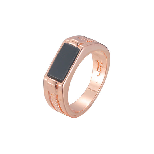 Men's signet black oil rings plated in Rose.Gold