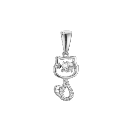 Cat animal pendant in 14K Gold, Rose Gold, White Gold plating colors