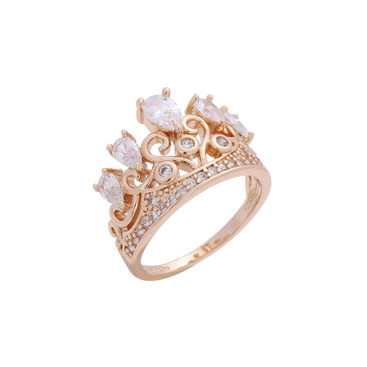 Cluster white CZs 14K Gold, Rose Gold Crown rings