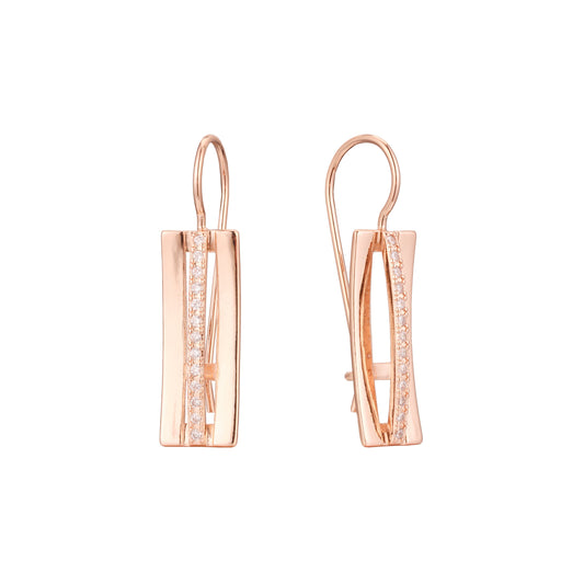 Wire hook earrings in 14K Gold, Rose Gold, two tone plating colors