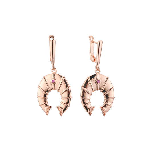 Horseshoe drop earrings in 14K Gold, Rose Gold plating colors