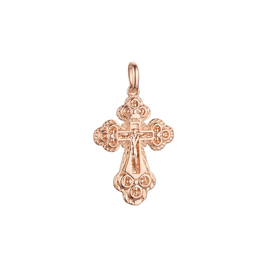 🔥 Eastern Orthodox Russian budded pendant in Rose Gold two tone, 14K Gold plating colors
