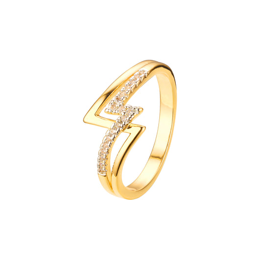 Double lightning rings in 18K Gold, 14K Gold, Rose Gold, two tone plating colors