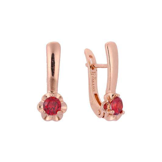 Pendientes Solitario en Oro de 14K, baño de Oro Rosa colores