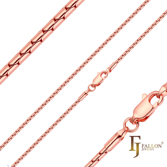 Compact Thin Boston link chains plated in 14K, Rose Gold