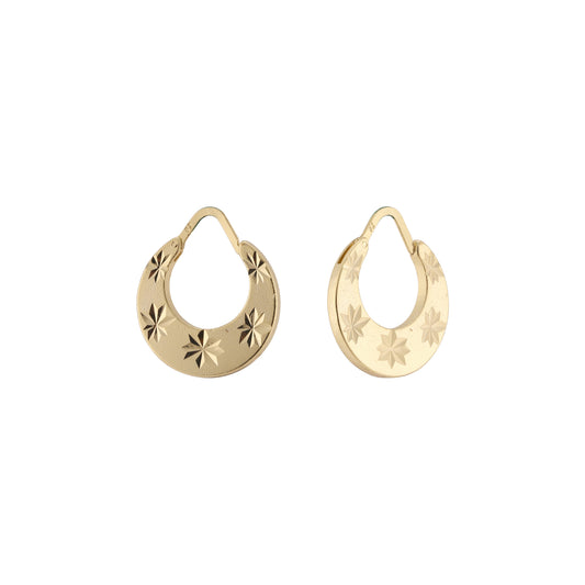 14K Gold star signed hoop earrings