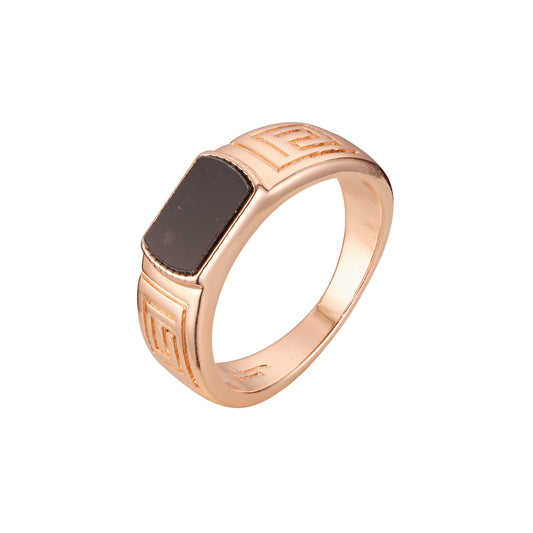 Black oil painted Rose Gold men's signet rings