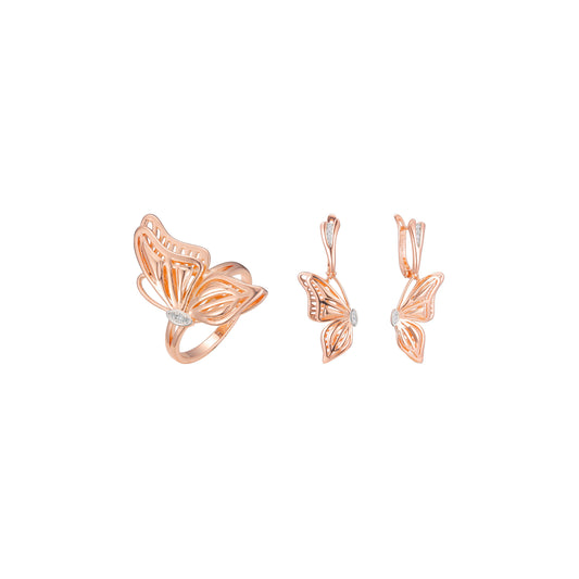 Solit?r-Blumenset mit Ringen aus 14-kar?tigem Gold, Ros¨¦gold-Beschichtung