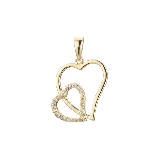 14K Gold heart and heart pendant