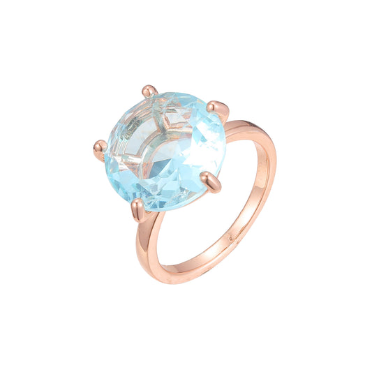 Rose Gold solitaire big round stone rings