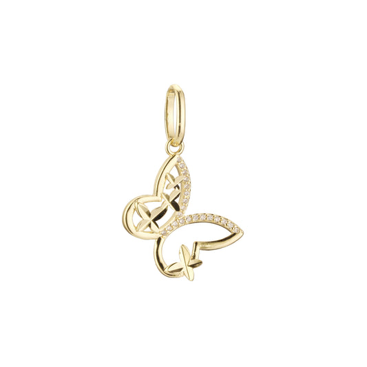 Butterfly pendant in Rose Gold, 14K Gold, two tone plating colors