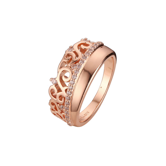 Anéis da moda com design de coroa de ouro rosa