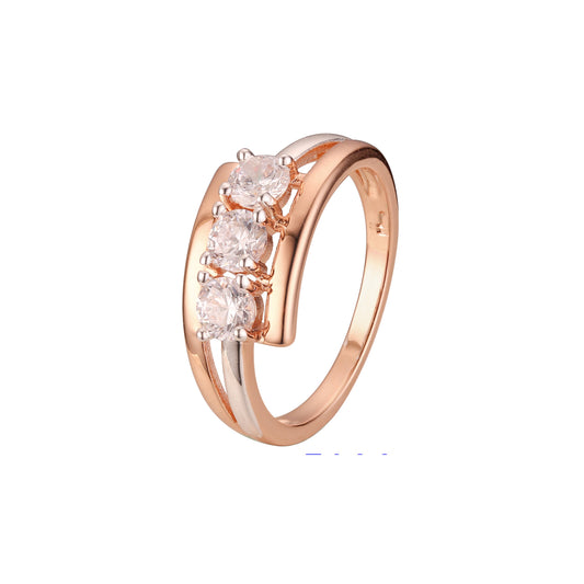 Rose Gold two tone three stones rings