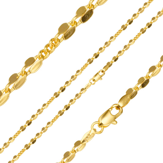 Lace Sequin chains plated in White Gold, 14K Gold, Rose Gold
