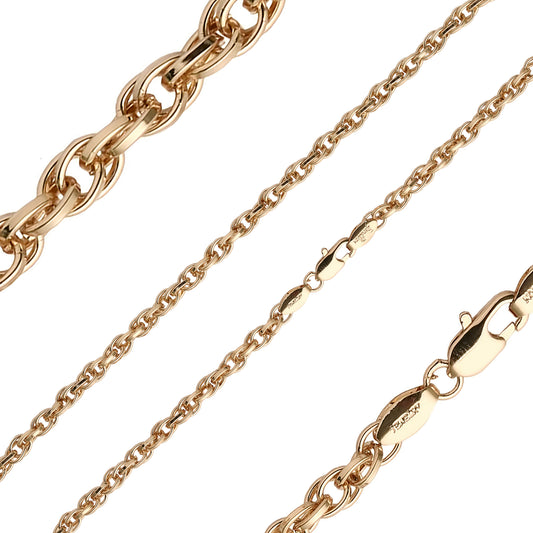 Cable Rolo Rope chains plated in White Gold, 14K Gold, Rose Gold