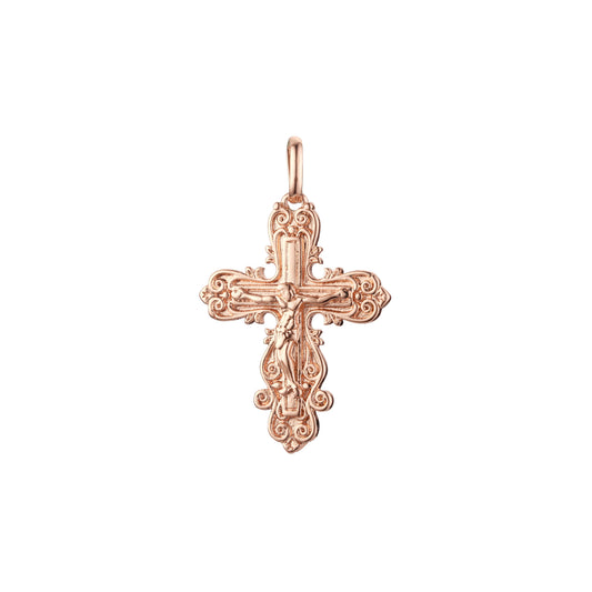 🔥 Eastern Orthodox Russian budded pendant in Rose Gold two tone, 14K Gold plating colors