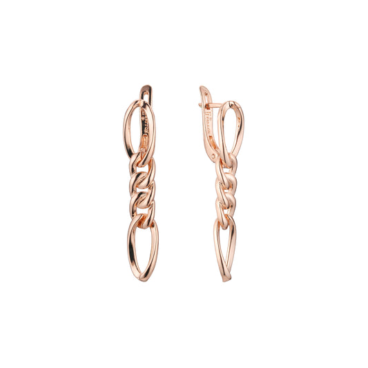 Chain link earrings in 14K Gold, Rose Gold plating colors