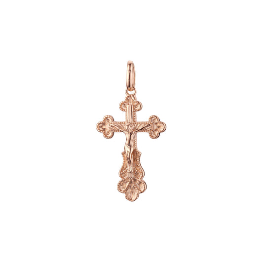 🔥 Eastern Orthodox Russian budded pendant in Rose Gold two tone, 14K Gold plating colors