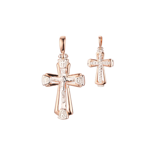 🔥 Maltese Eastern Orthodox Russian pendant in Rose Gold two tone, 14K Gold plating colors