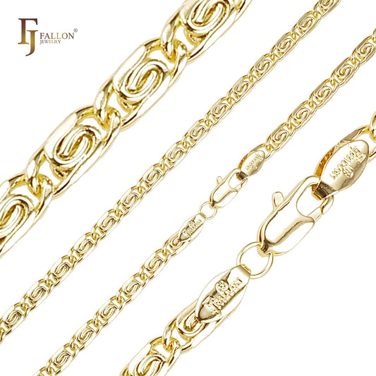 🔥 Classic rounded flank Snail link Rose Gold, two tone chains