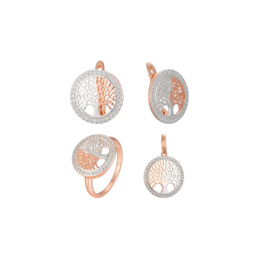Tree halo paved set plated in Rose Gold two tone