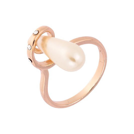 Teardrop pearl plain design Rose Gold rings