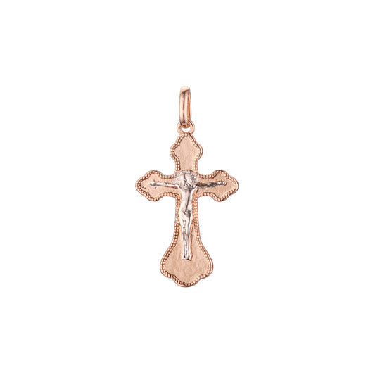 🔥 Eastern Orthodox Russian budded pendant in 14K Gold, Rose Gold two tone & White Gold plating colors
