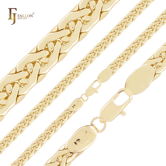 🔥 Compact fancy crossing C link Spiga Wheat 14K Gold, Rose Gold spiga chains