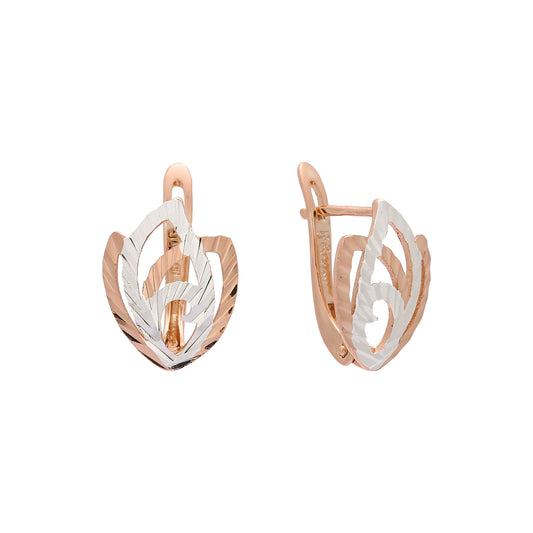 Flower flames 14K Gold, Rose Gold two tone earrings