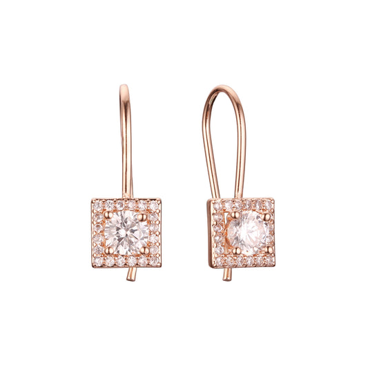 Wire hook earrings in Rose Gold, Rose Gold two tone plating colors