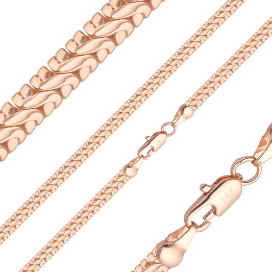 Snake chains plated in 14K Gold, Rose Gold