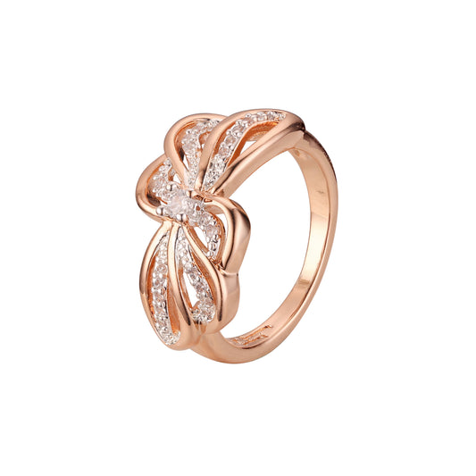 Anillos de moda de dos tonos de oro rosa