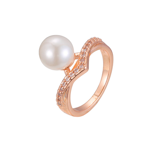Rose Gold solitaire pearl rings