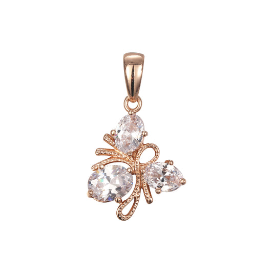 Cluster white CZs Rose Gold Heart Pendant