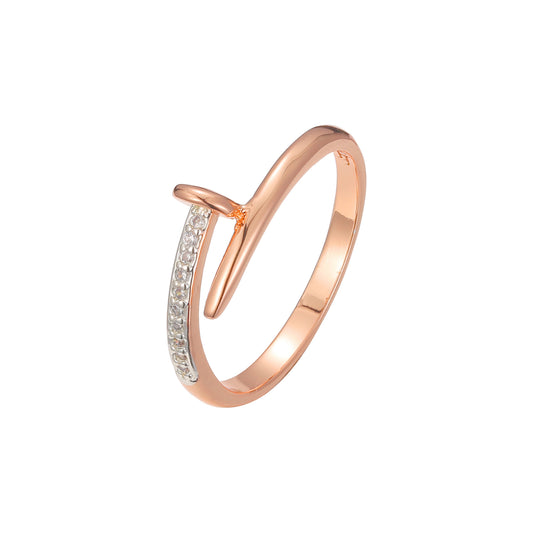 Rose Gold 2 tones plain design nail rings