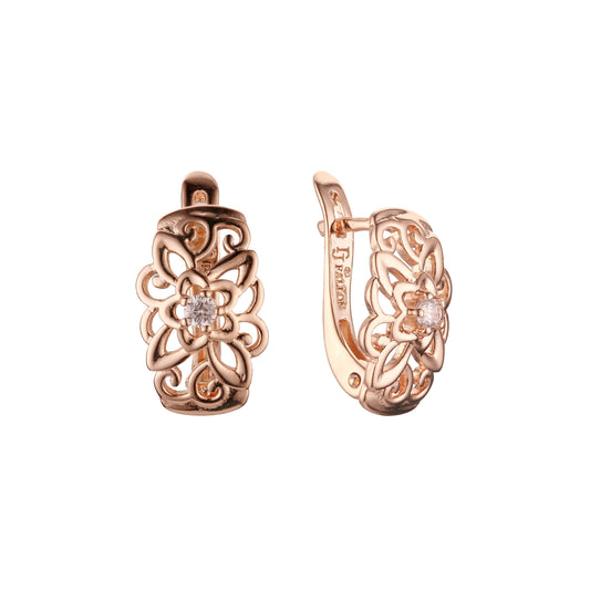 .Earrings in Rose Gold, two tone plating colors