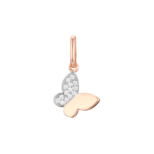 Butterfly pendant in Rose Gold, 14K Gold, two tone plating colors