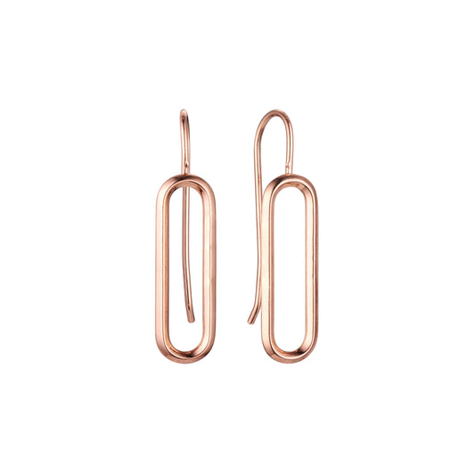 Paperclip wire hook earrings in 14K Gold, Rose Gold plating colors