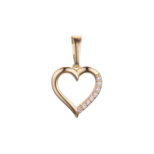 Heart pendant in Rose Gold, 14K Gold two tone, 18K Gold plating colors