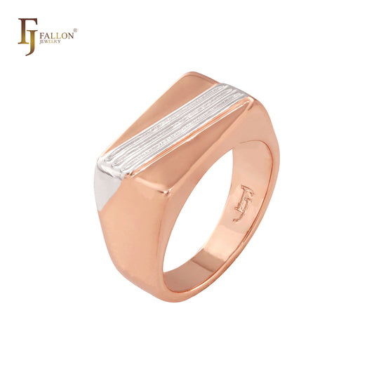 Signet flat Rose Gold two tone men's Rings